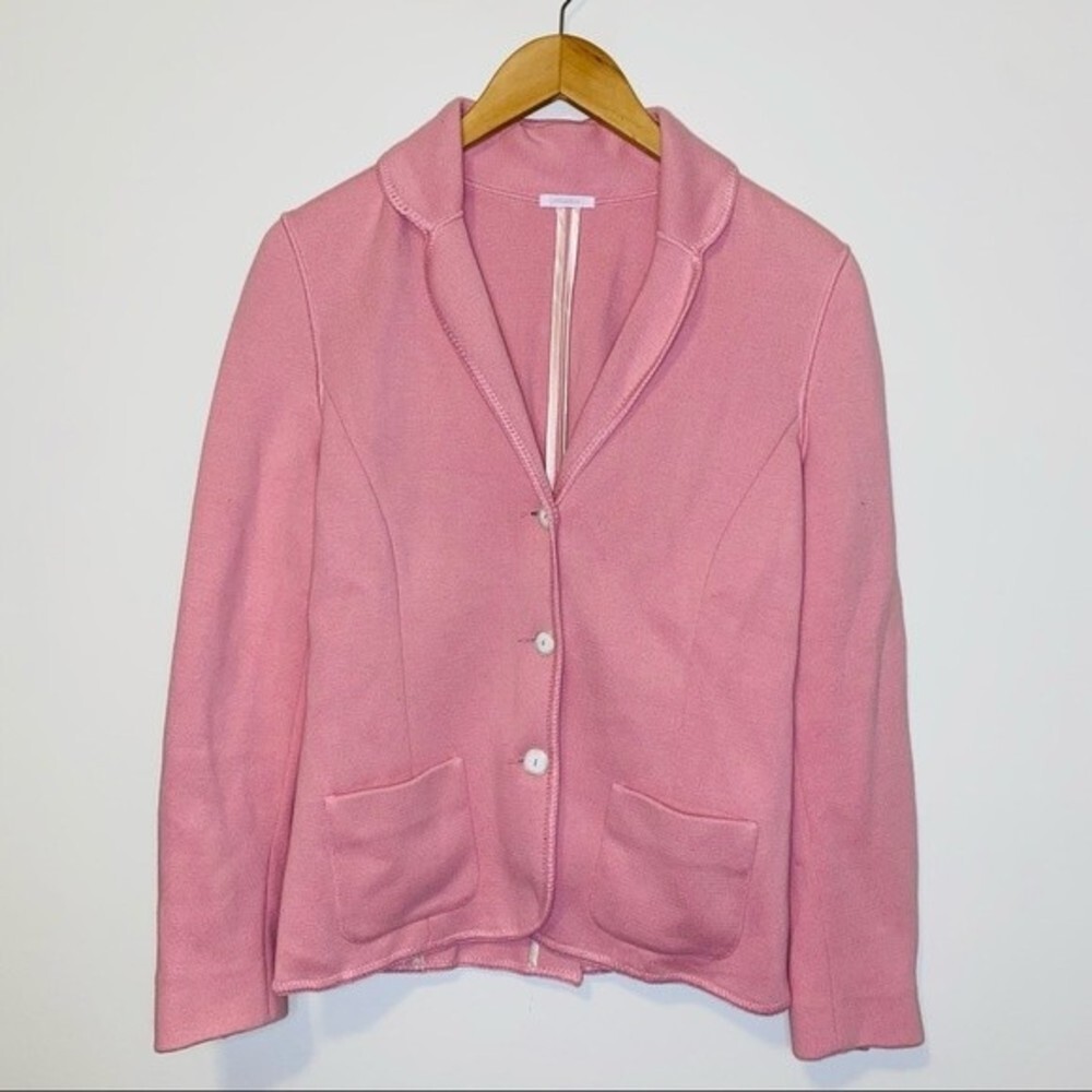 EUC Malo Light Pink Single Breasted Made in Italy 100% Cotton Blazer Size 42/12
